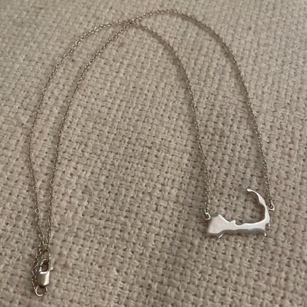 NWOT Sterling Silver Cape Cod Map Necklace